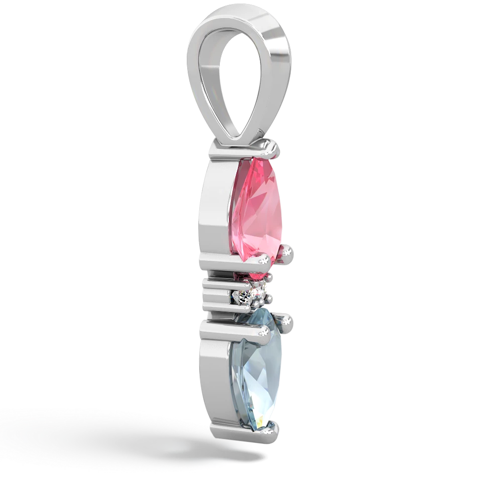 Lab Pink Sapphire Bowtie Drop 14K White Gold pendant P0865
