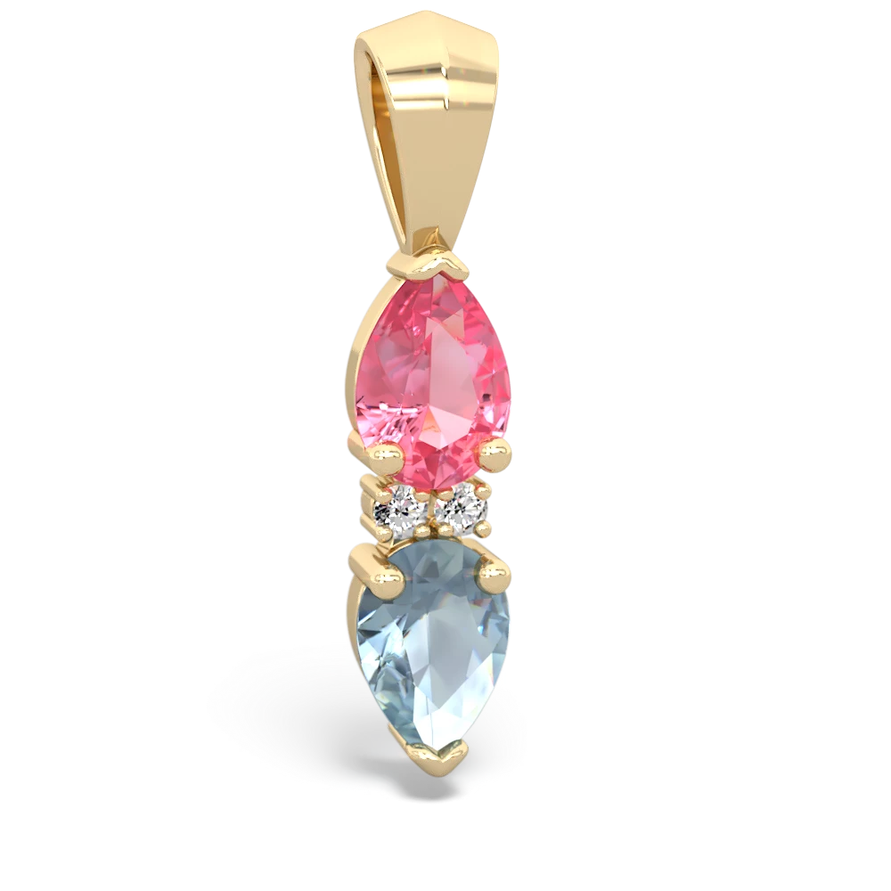 Lab Pink Sapphire Bowtie Drop 14K Yellow Gold pendant P0865