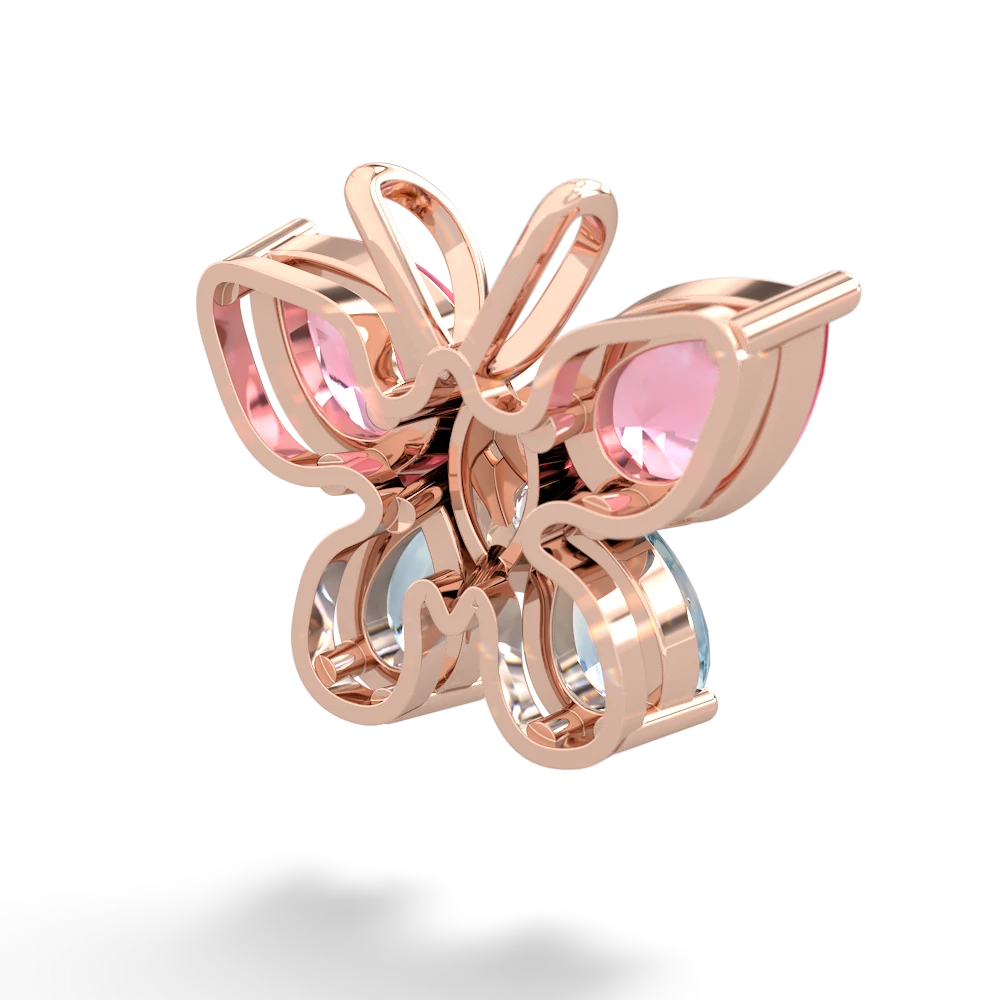 Lab Pink Sapphire Butterfly 14K Rose Gold pendant P2215