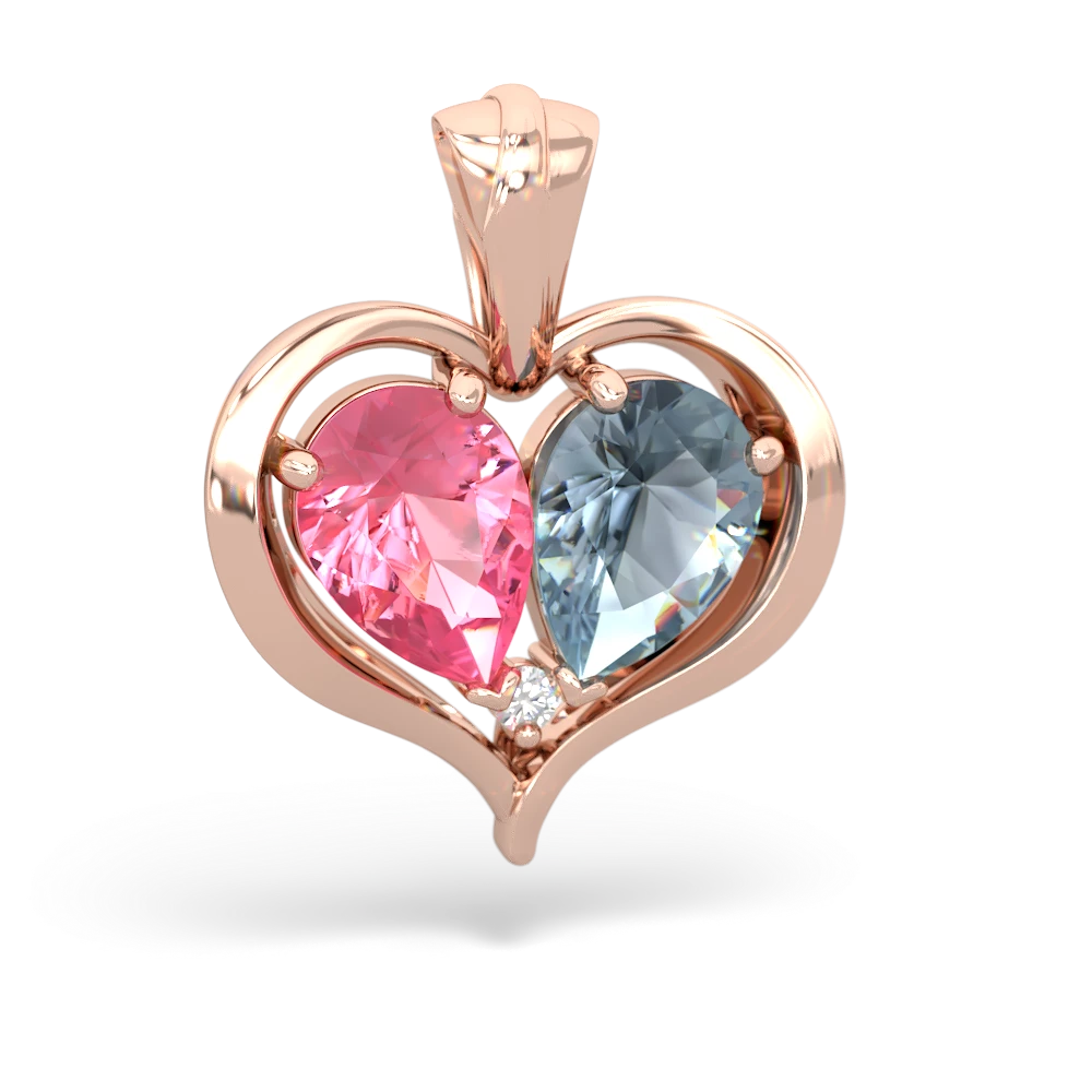 Lab Pink Sapphire Two Become One 14K Rose Gold pendant P5330