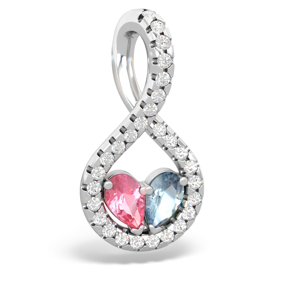 Lab Pink Sapphire Pave Twist 'One Heart' 14K White Gold pendant P5360