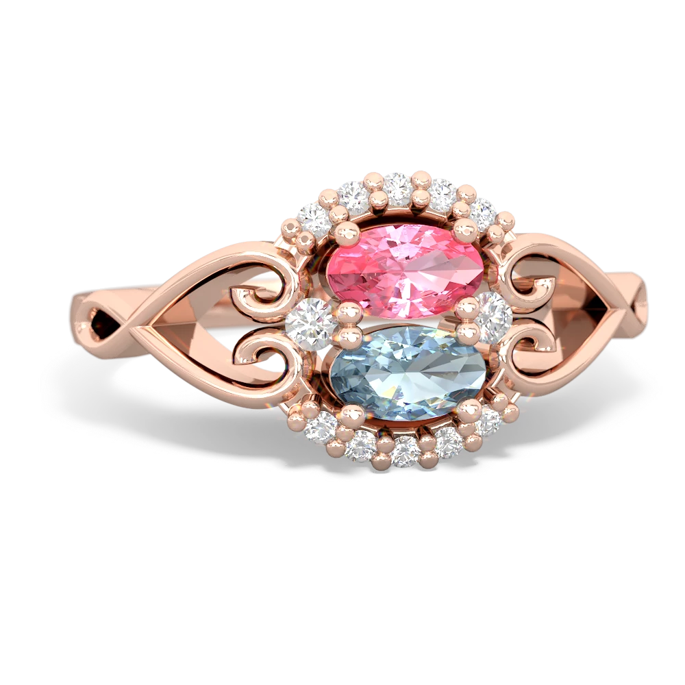 Lab Pink Sapphire Love Nest 14K Rose Gold ring R5860