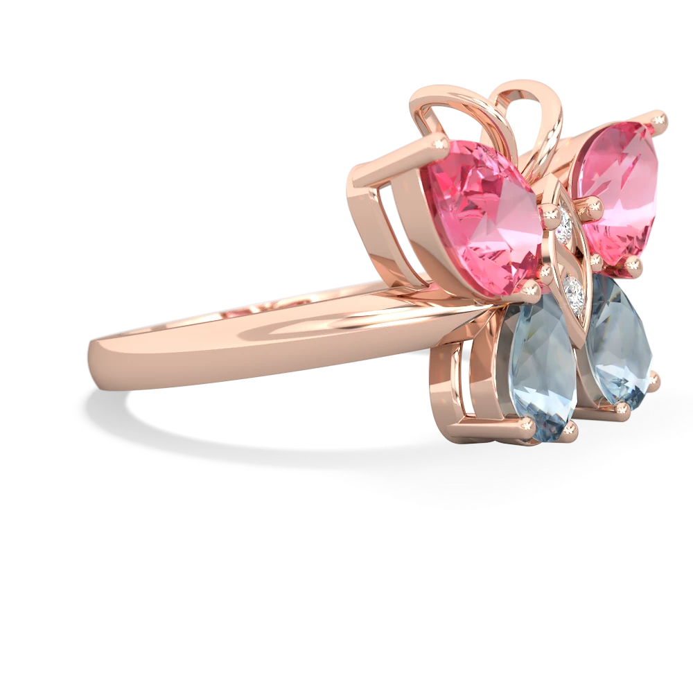 Lab Pink Sapphire Butterfly 14K Rose Gold ring R2215