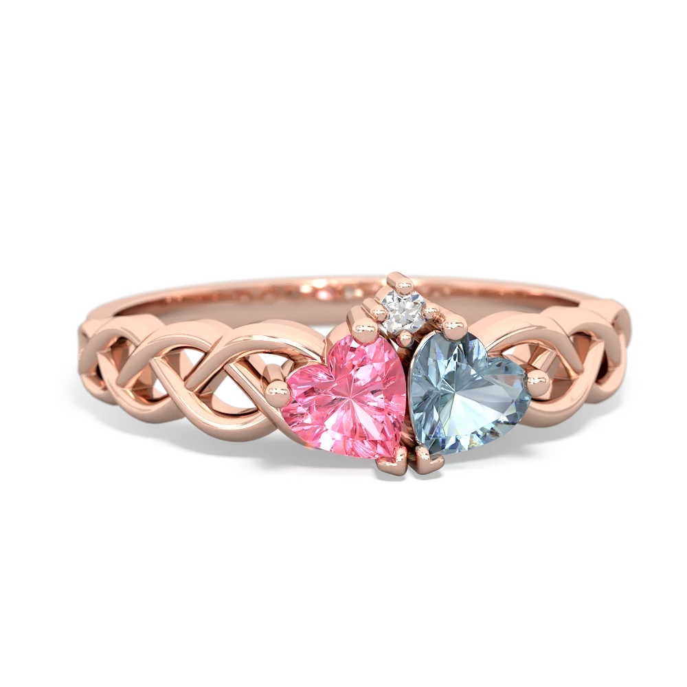 Lab Pink Sapphire Heart To Heart Braid 14K Rose Gold ring R5870