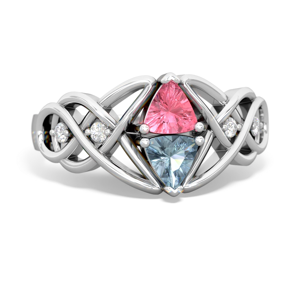 Lab Pink Sapphire Keepsake Celtic Knot 14K White Gold ring R5300