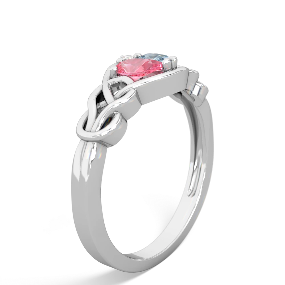 Lab Pink Sapphire Celtic Love Knot 14K White Gold ring R5420