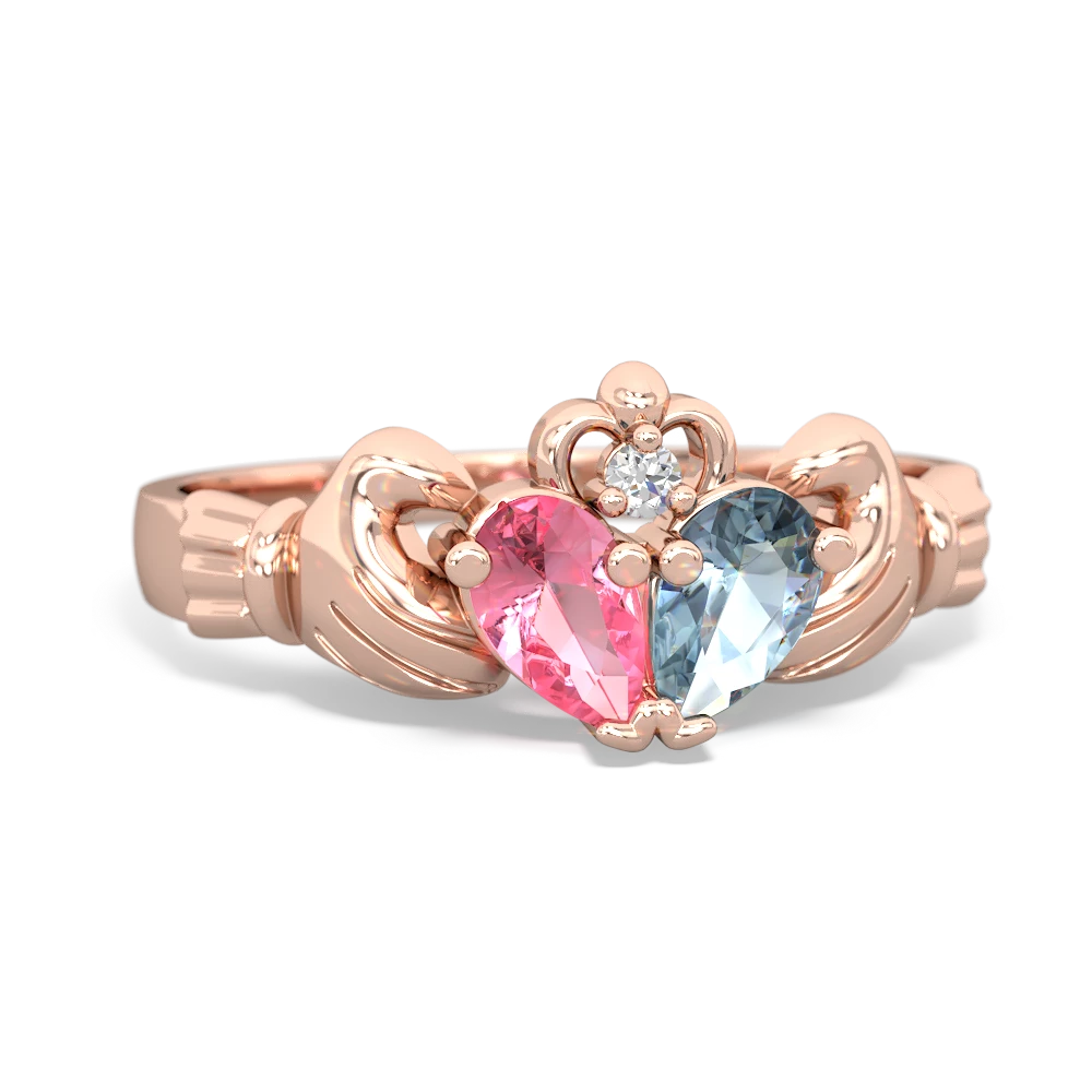 Lab Pink Sapphire 'Our Heart' Claddagh 14K Rose Gold ring R2388