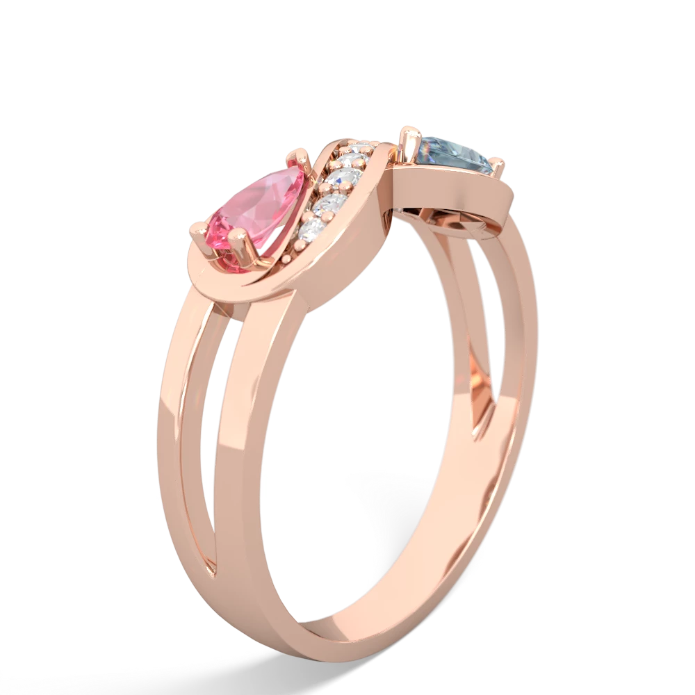 Lab Pink Sapphire Diamond Infinity 14K Rose Gold ring R5390