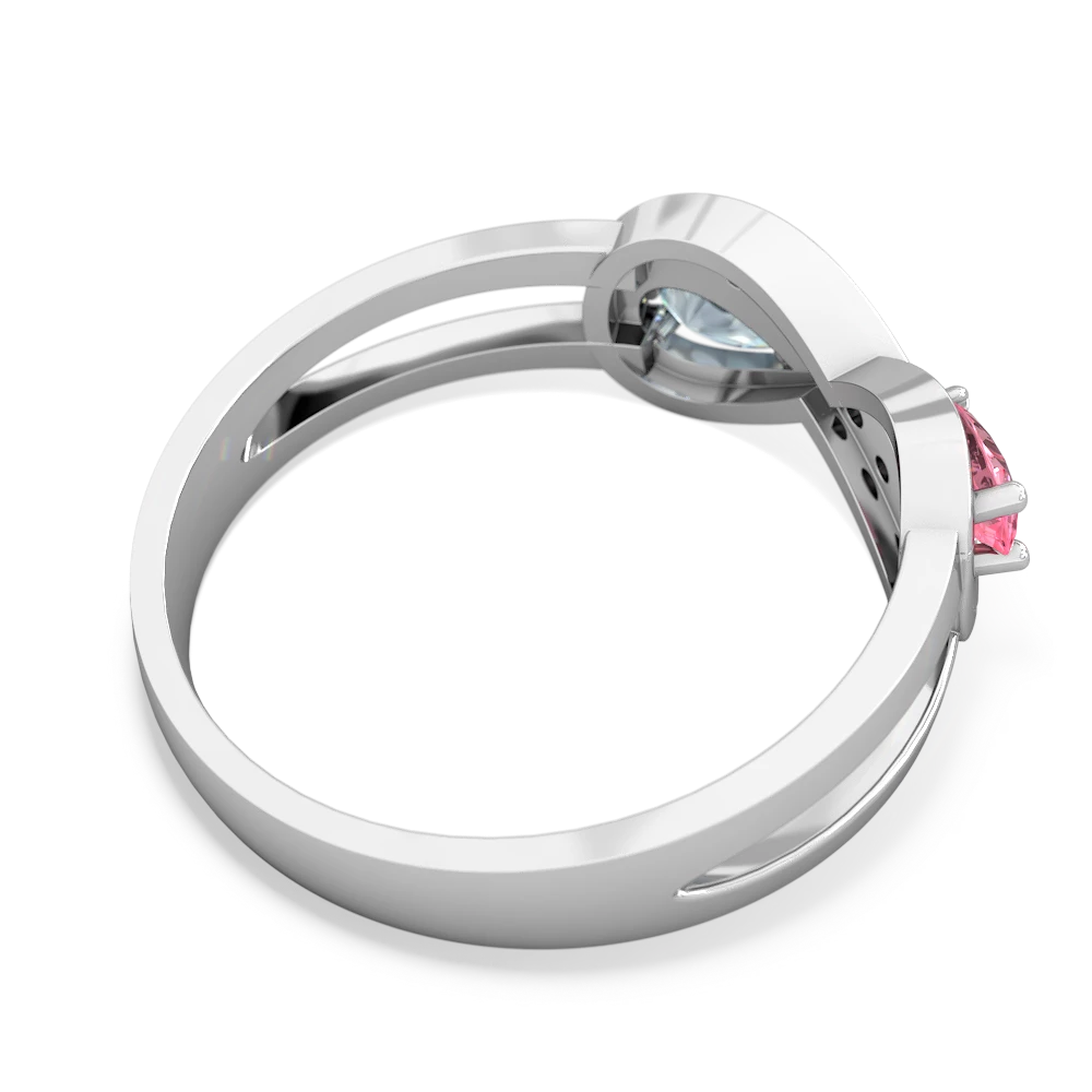 Lab Pink Sapphire Diamond Infinity 14K White Gold ring R5390