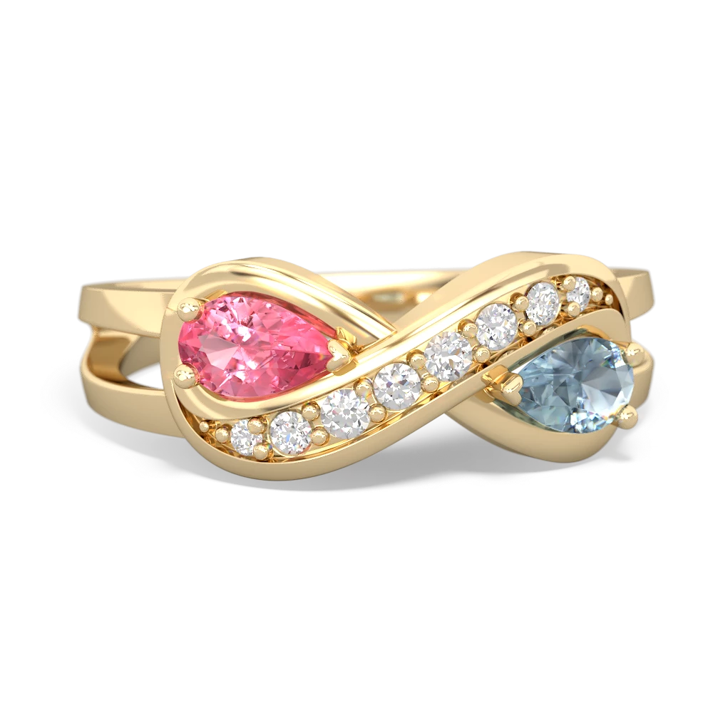 Lab Pink Sapphire Diamond Infinity 14K Yellow Gold ring R5390