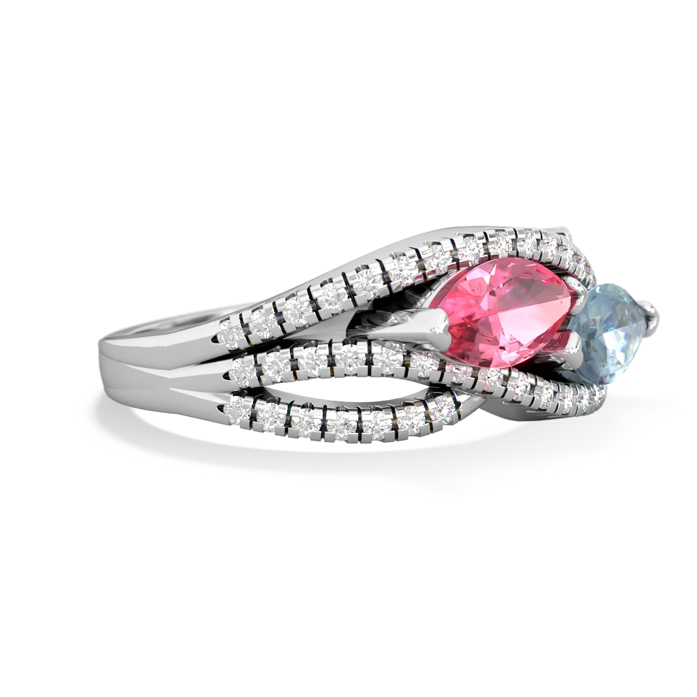 Lab Pink Sapphire Diamond Rivers 14K White Gold ring R3070