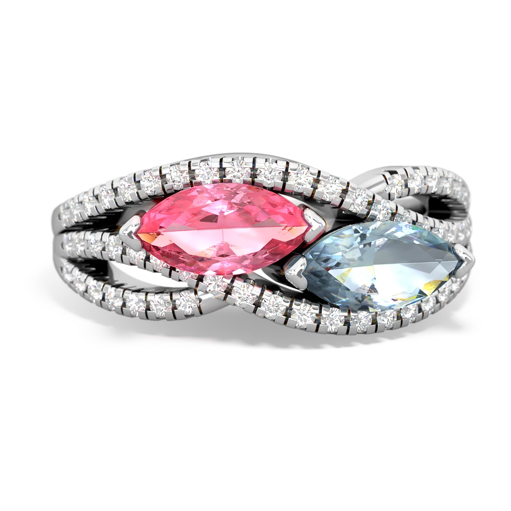 Lab Pink Sapphire Diamond Rivers 14K White Gold ring R3070