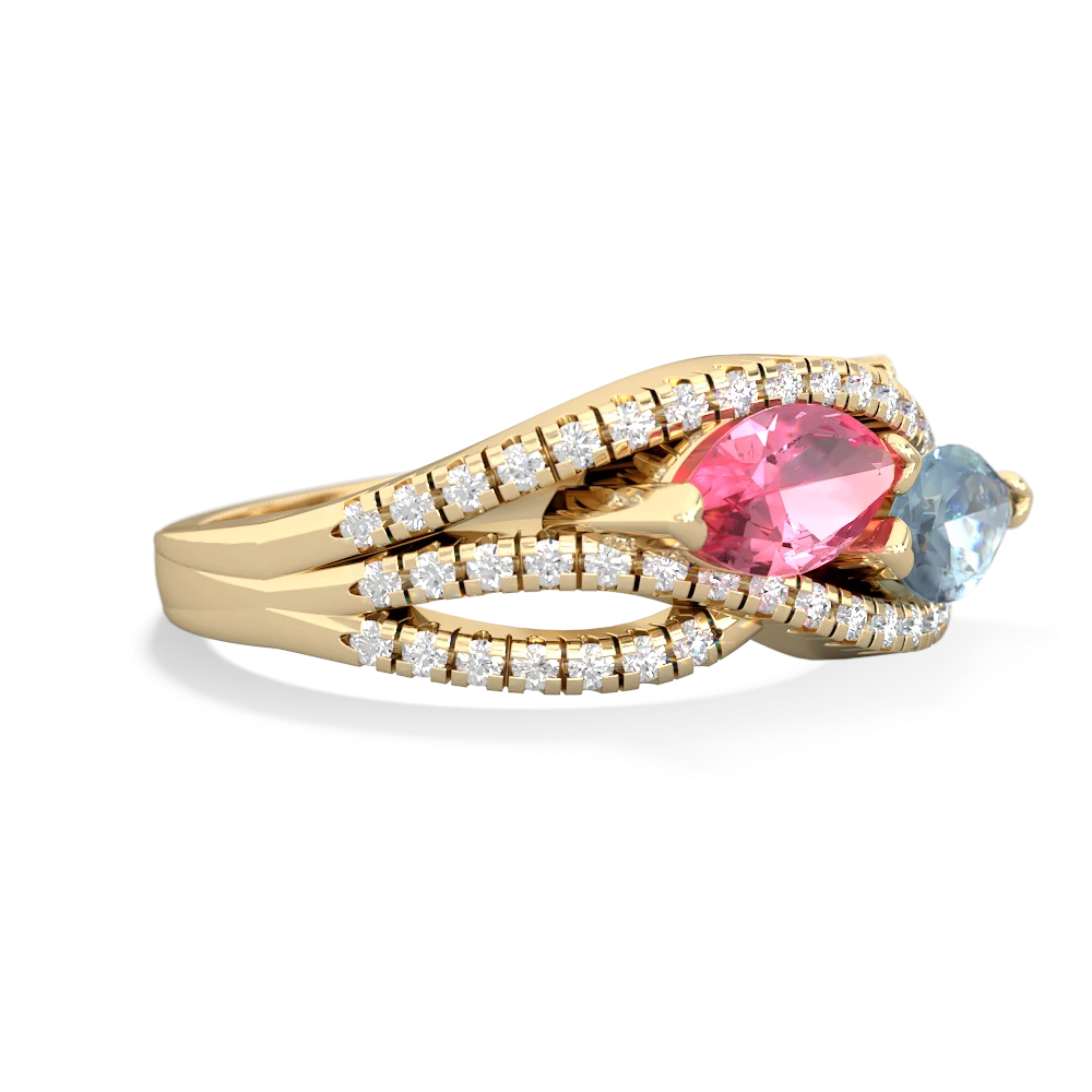 Lab Pink Sapphire Diamond Rivers 14K Yellow Gold ring R3070