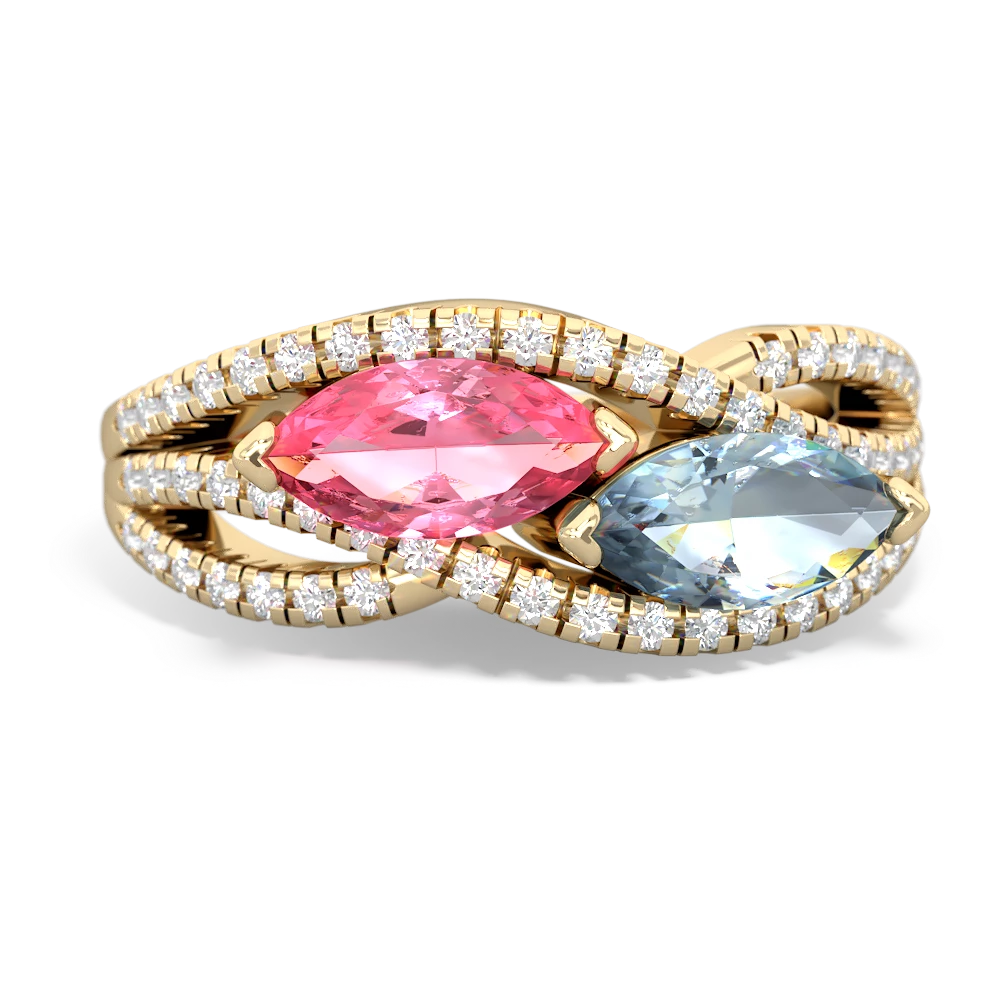 Lab Pink Sapphire Diamond Rivers 14K Yellow Gold ring R3070