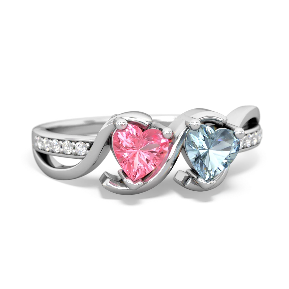 Lab Pink Sapphire Side By Side 14K White Gold ring R3090