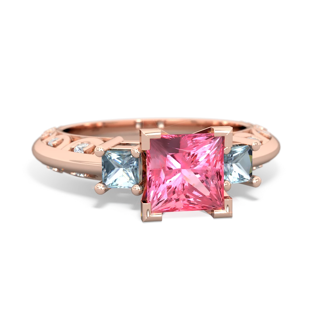 Lab Pink Sapphire Eternal Embrace Engagement 14K Rose Gold ring C2001