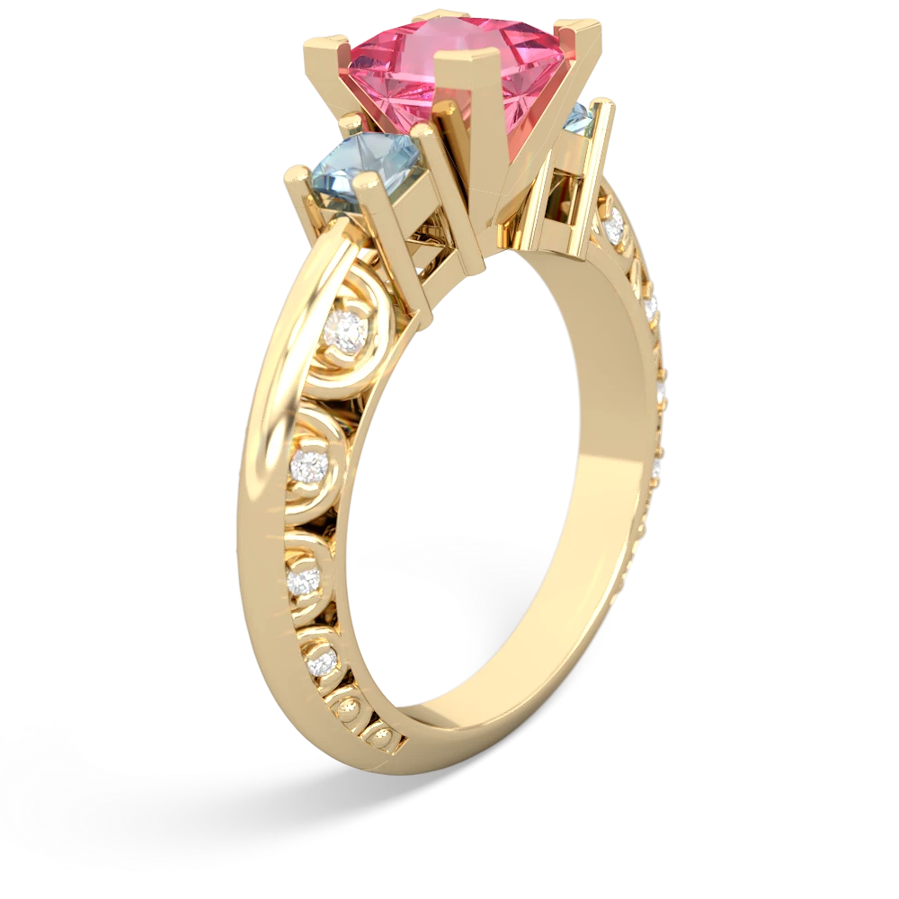 Lab Pink Sapphire Eternal Embrace Engagement 14K Yellow Gold ring C2001