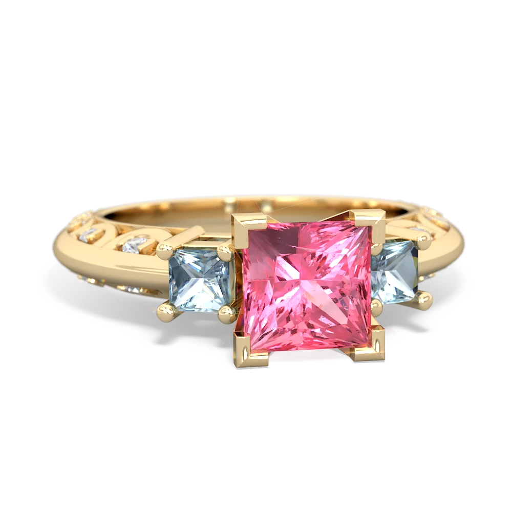 Lab Pink Sapphire Eternal Embrace Engagement 14K Yellow Gold ring C2001