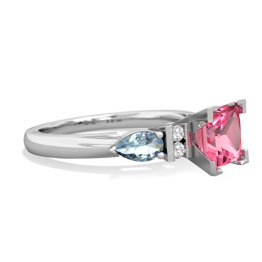 Lab Pink Sapphire 6Mm Princess Eternal Embrace Engagement 14K White Gold ring C2002