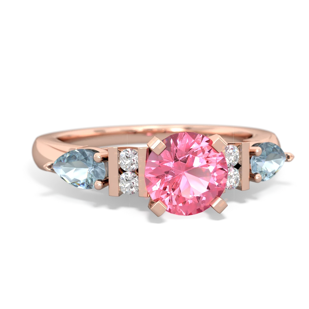 Lab Pink Sapphire 6Mm Round Eternal Embrace Engagement 14K Rose Gold ring R2005