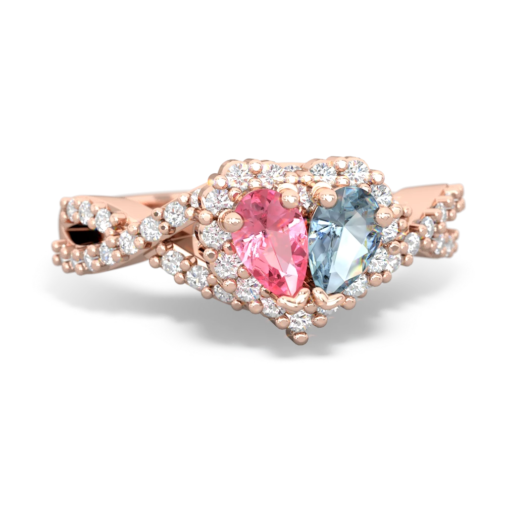 Lab Pink Sapphire Diamond Twist 'One Heart' 14K Rose Gold ring R2640HRT