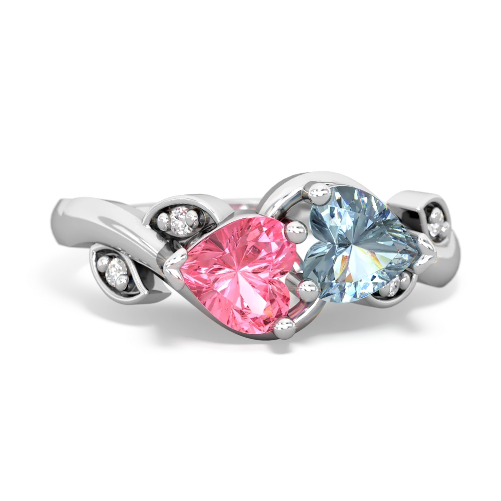 Lab Pink Sapphire Floral Elegance 14K White Gold ring R5790