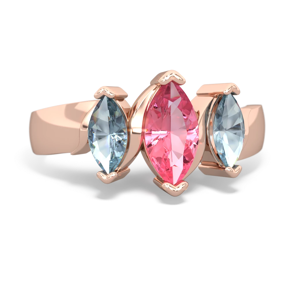 Lab Pink Sapphire Three Peeks 14K Rose Gold ring R2433