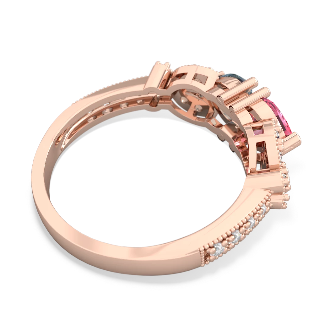 Lab Pink Sapphire Diamond Butterflies 14K Rose Gold ring R5601