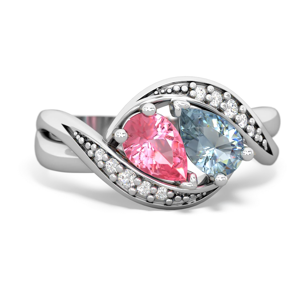 Lab Pink Sapphire Summer Winds 14K White Gold ring R5342