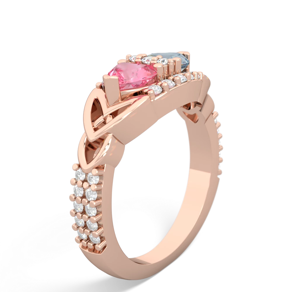 Lab Pink Sapphire Sparkling Celtic Knot 14K Rose Gold ring R2645