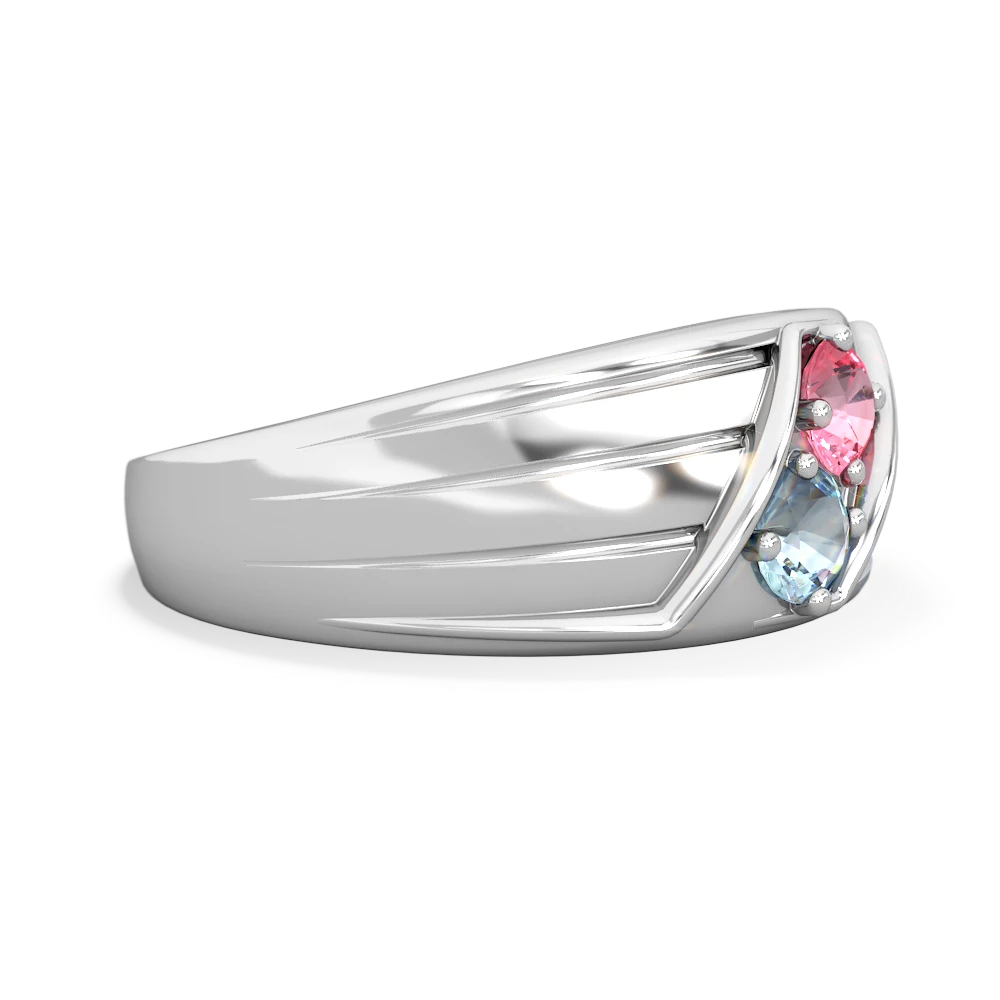 Lab Pink Sapphire Men's Streamline 14K White Gold ring R0460