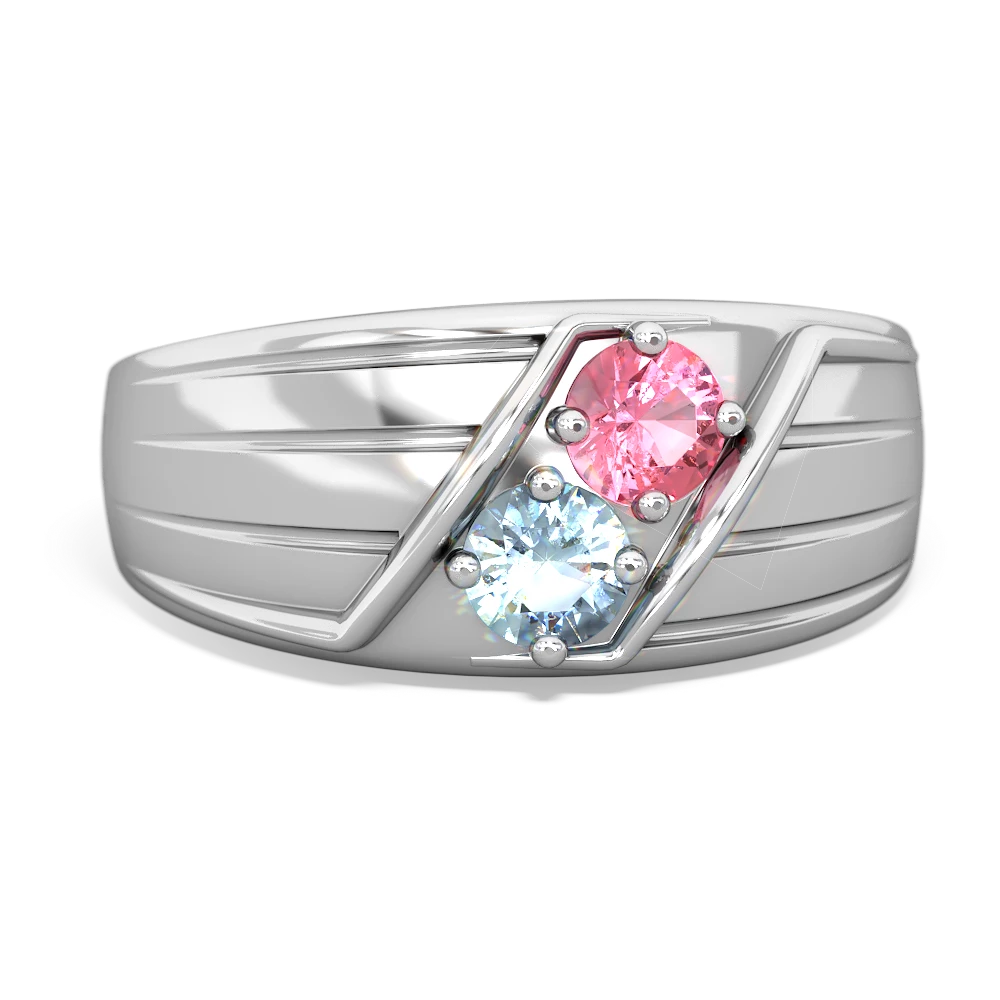 Lab Pink Sapphire Men's Streamline 14K White Gold ring R0460