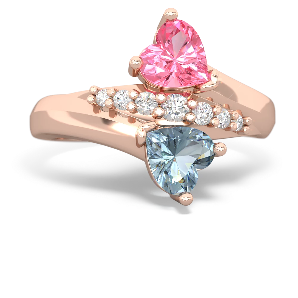 Lab Pink Sapphire Heart To Heart 14K Rose Gold ring R2064