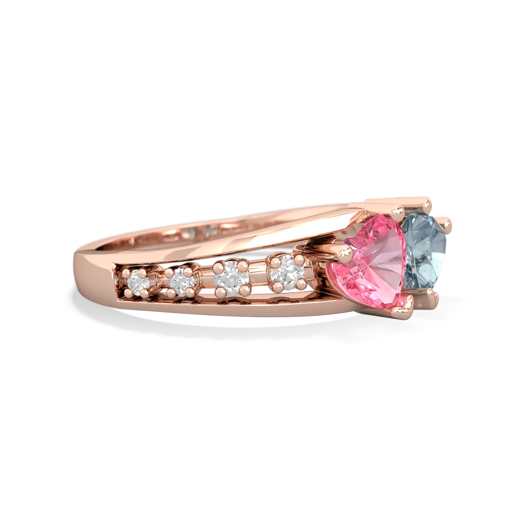 Lab Pink Sapphire Heart To Heart 14K Rose Gold ring R3342