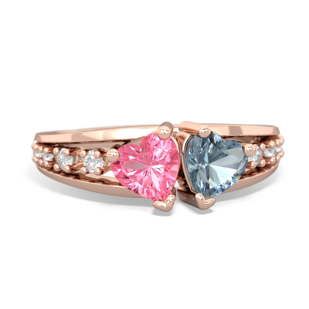 Lab Pink Sapphire Heart To Heart 14K Rose Gold ring R3342
