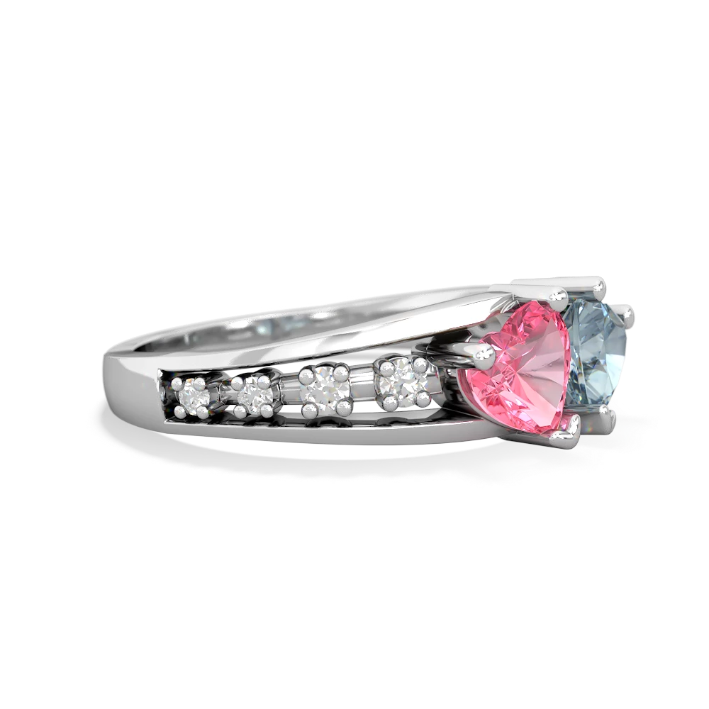 Lab Pink Sapphire Heart To Heart 14K White Gold ring R3342