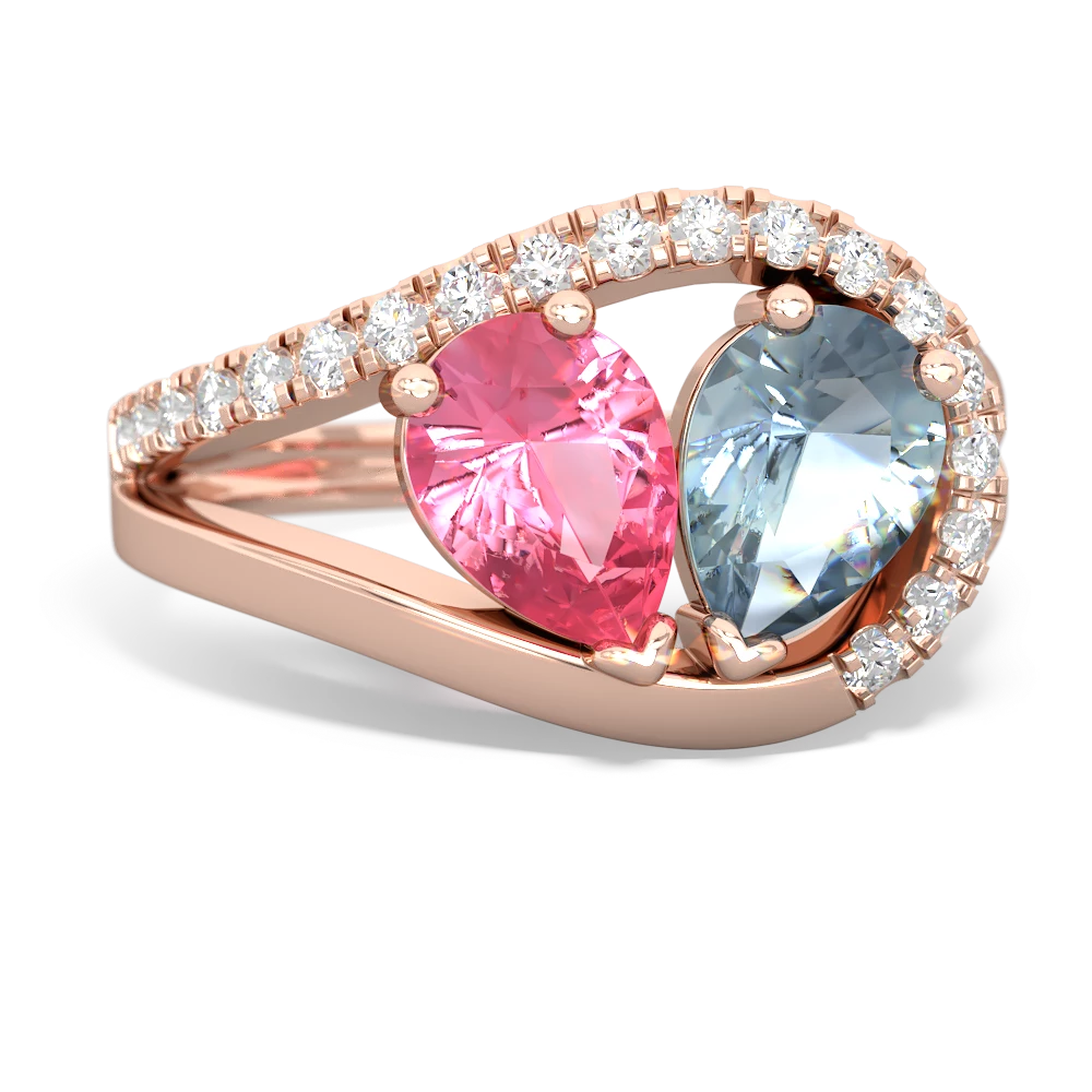 Lab Pink Sapphire Nestled Heart Keepsake 14K Rose Gold ring R5650