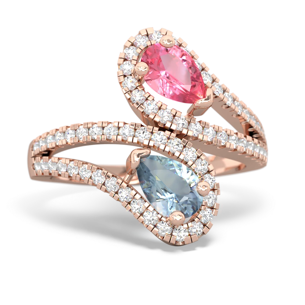 Lab Pink Sapphire Diamond Dazzler 14K Rose Gold ring R3000