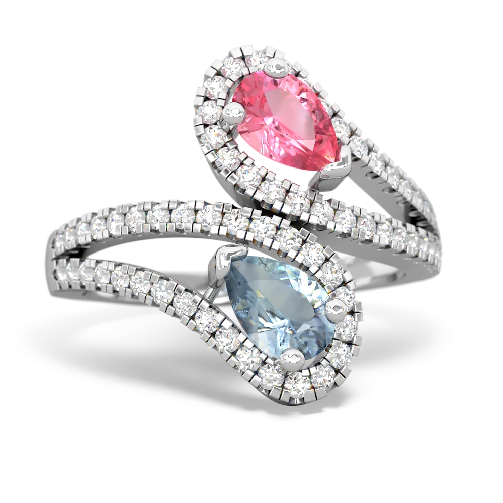 Lab Pink Sapphire Diamond Dazzler 14K White Gold ring R3000