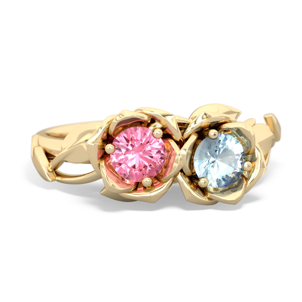 Lab Pink Sapphire Rose Garden 14K Yellow Gold ring R5510