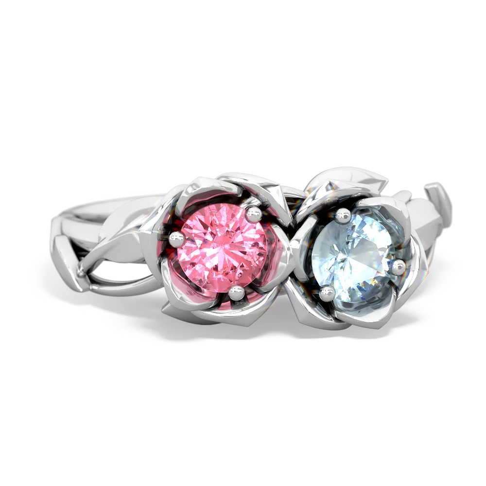 Lab Pink Sapphire Rose Garden 14K White Gold ring R5510