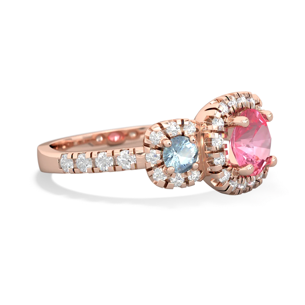 Lab Pink Sapphire Regal Halo 14K Rose Gold ring R5350