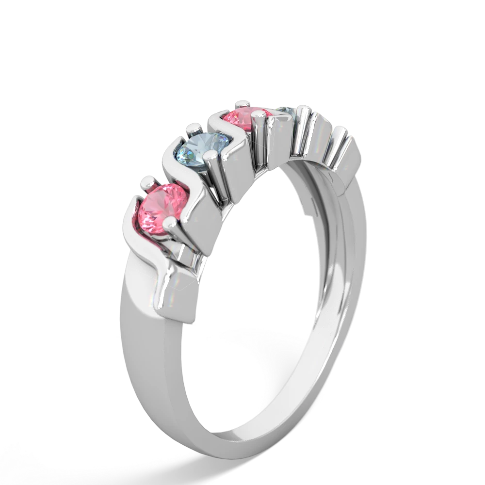 Lab Pink Sapphire Anniversary Band 14K White Gold ring R2089