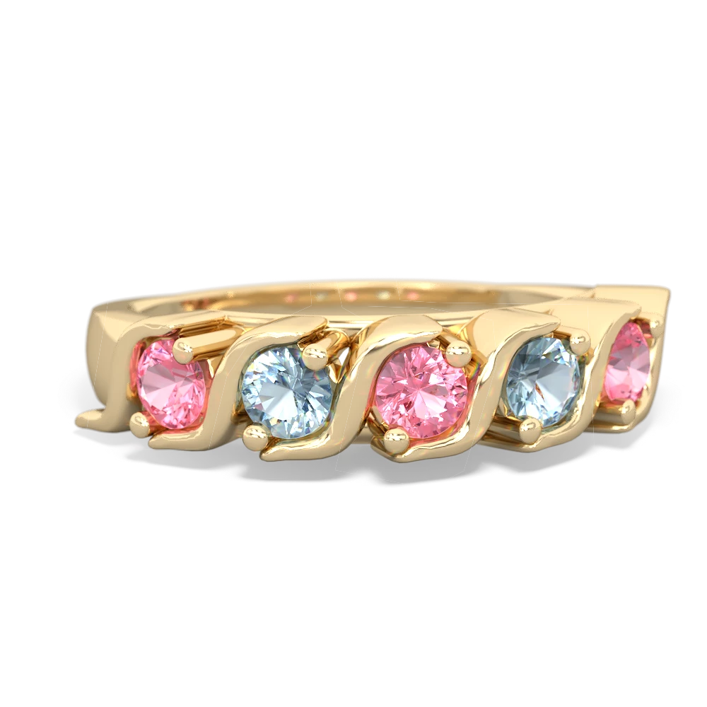 Lab Pink Sapphire Anniversary Band 14K Yellow Gold ring R2089