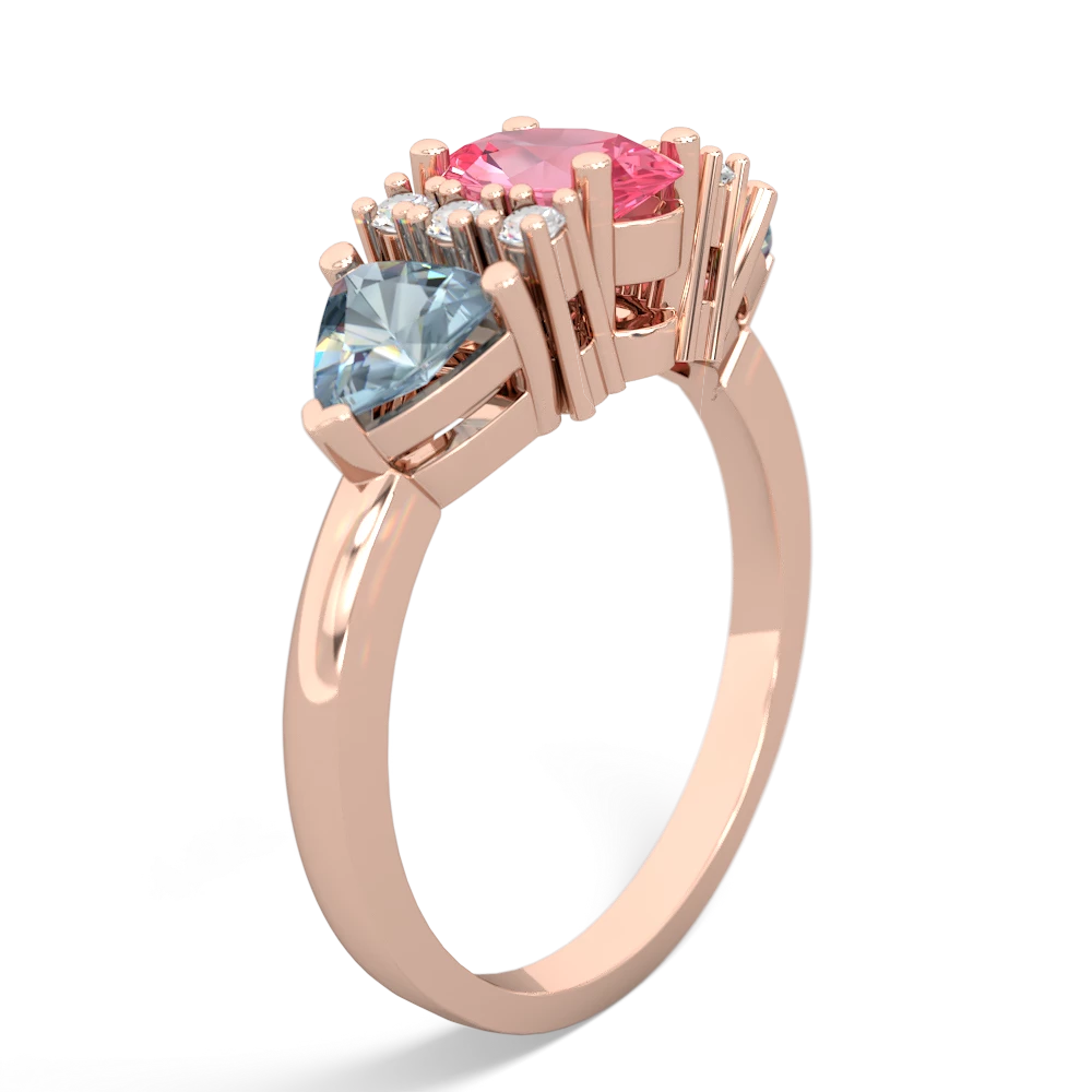 Lab Pink Sapphire Antique Style Three Stone 14K Rose Gold ring R2186