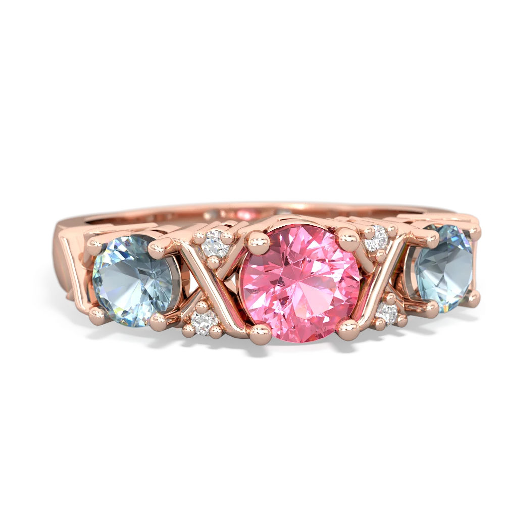 Lab Pink Sapphire Hugs And Kisses 14K Rose Gold ring R5016