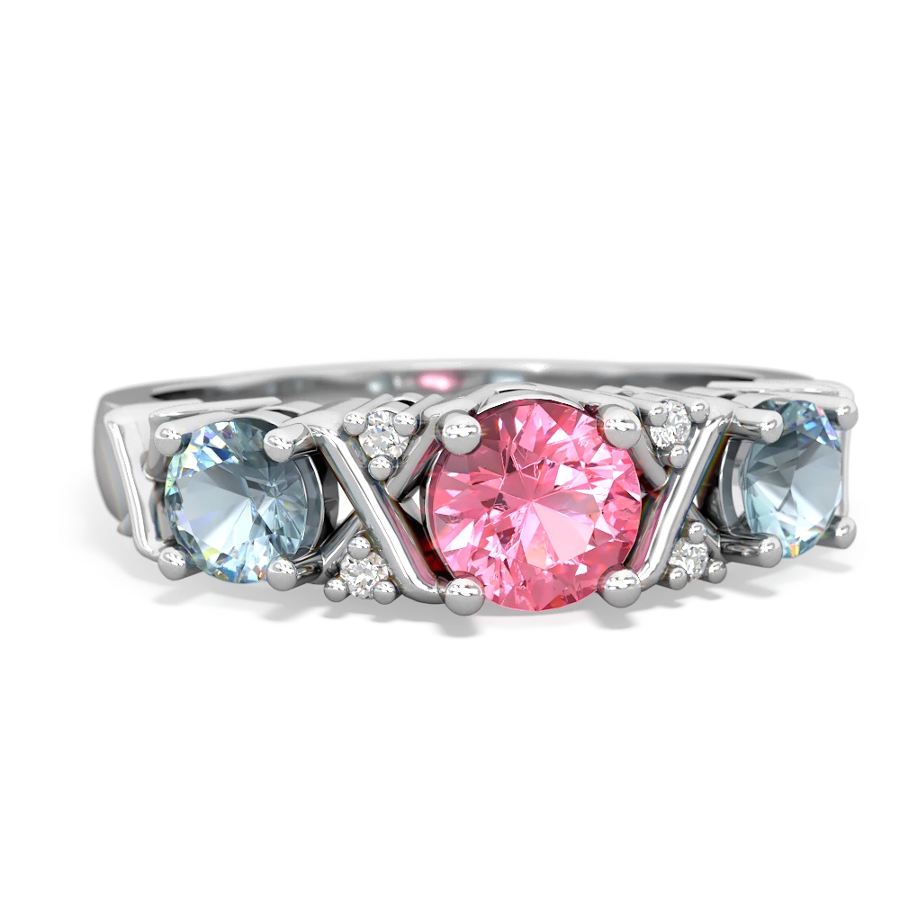 Lab Pink Sapphire Hugs And Kisses 14K White Gold ring R5016