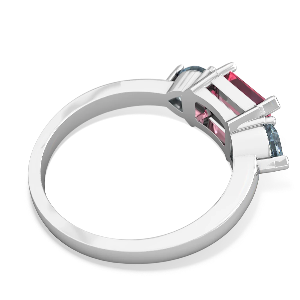 Lab Pink Sapphire Three Stone 14K White Gold ring R5235