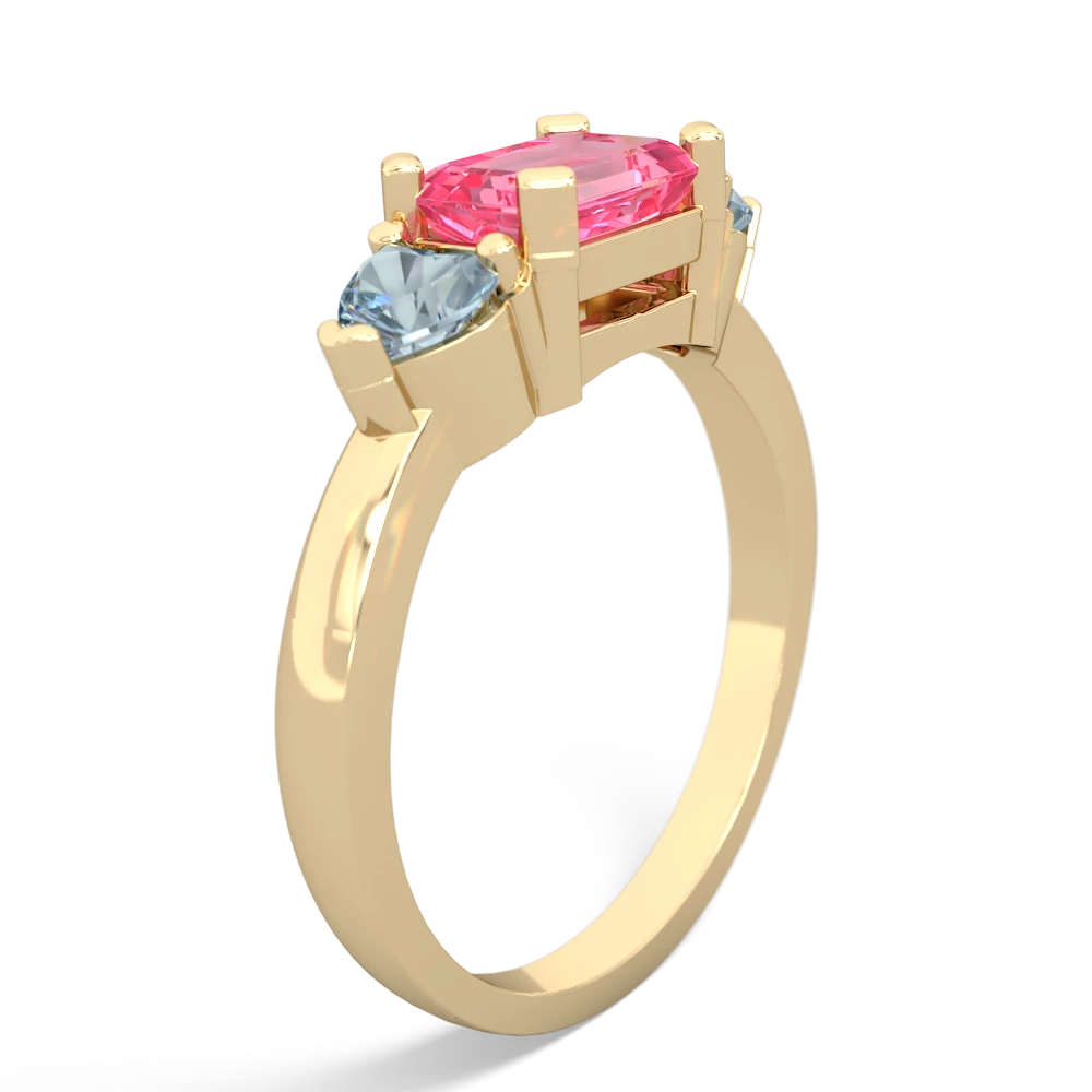 Lab Pink Sapphire Three Stone 14K Yellow Gold ring R5235