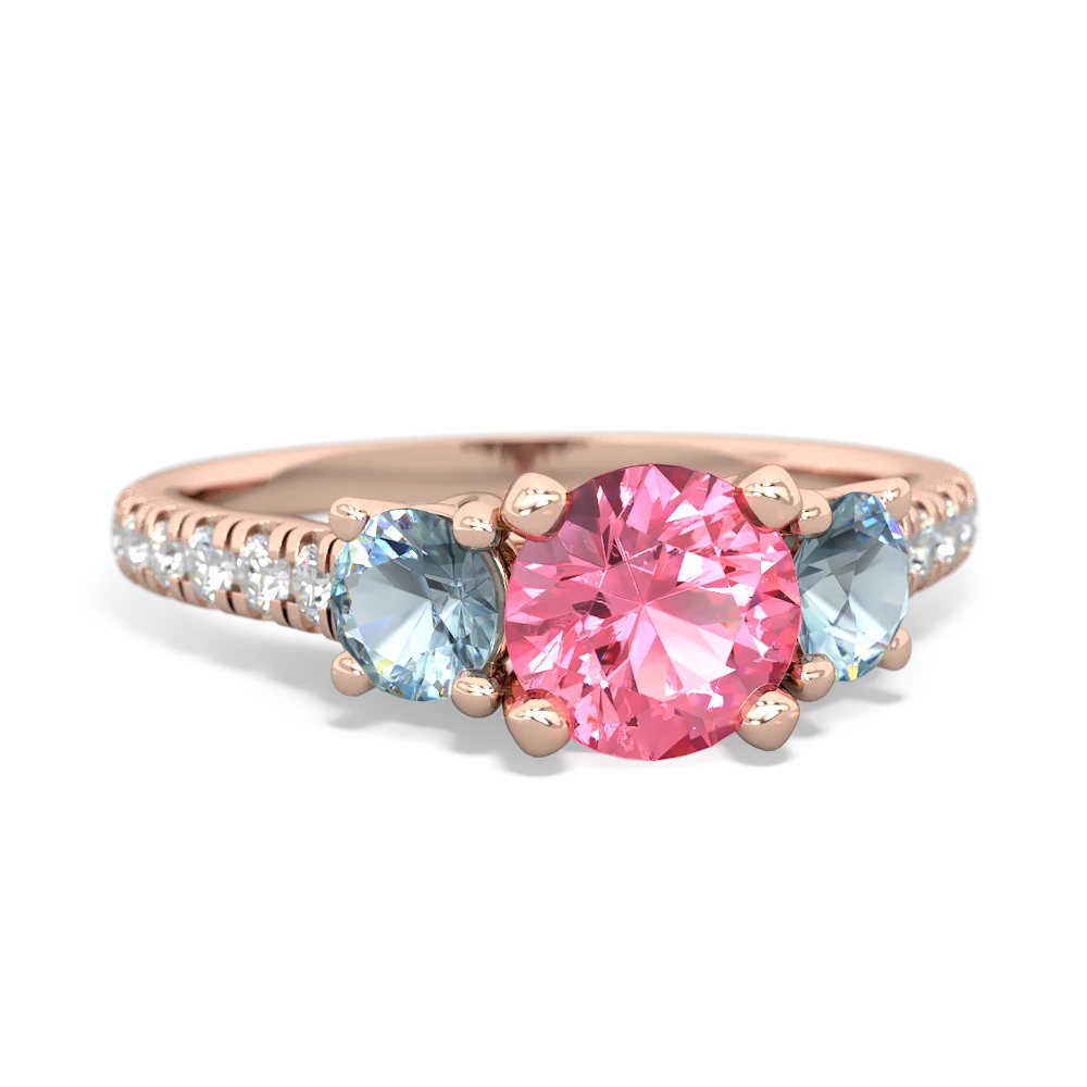 Lab Pink Sapphire Pave Trellis 14K Rose Gold ring R5500